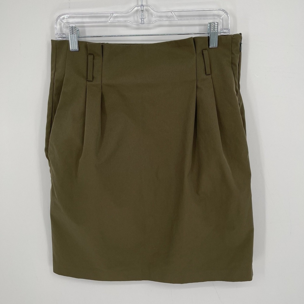 H&M Women's Olive Green Pleated Pockets High Waisted Utility Mini Skirt Size 12‎